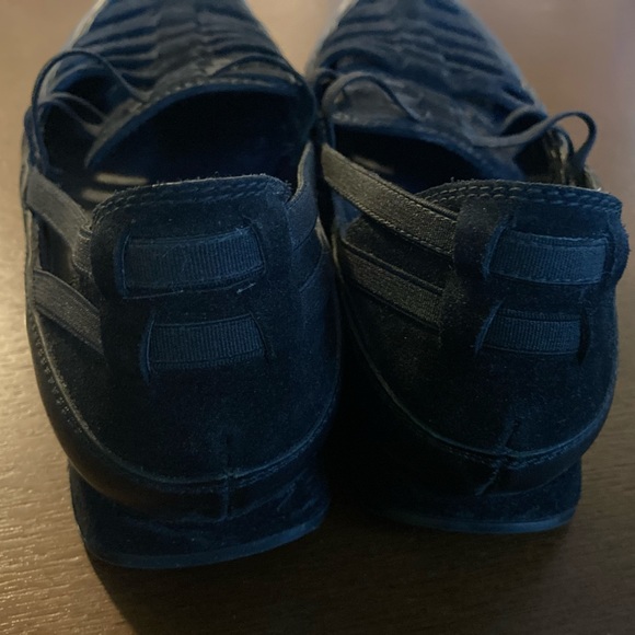 Stuart Weitzman Woven Flat Black Loafers, Slip-on Suede Mules, US 6.5/EU 37 - Picture 4 of 7